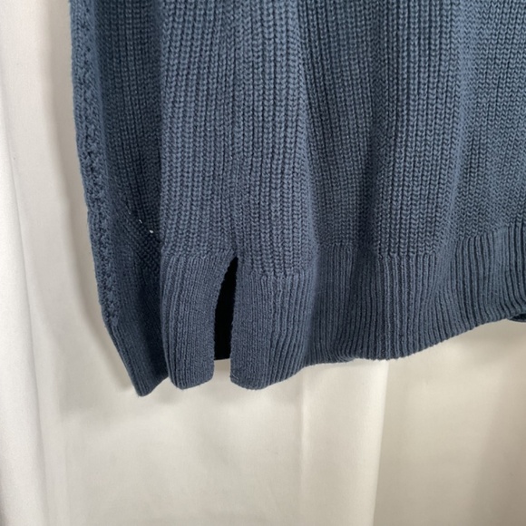 LL Bean Linen Cotton Button Up Cardigan Sweater Size L Pockets Navy GrandmaCore - Picture 6 of 8